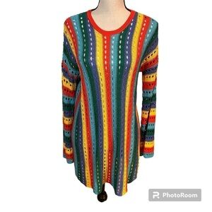 Show Me Your Mumu Cruz Sweater Rainbow Tropic Knit Sz-XS